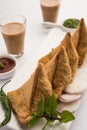 SamosaÃÂ Snack is an Indian deep fried pastry with a spiced filling usually made with potatoes, spices and herb